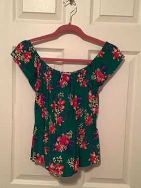 Moral Fiber Green Floral Off-Shoulder Camisole